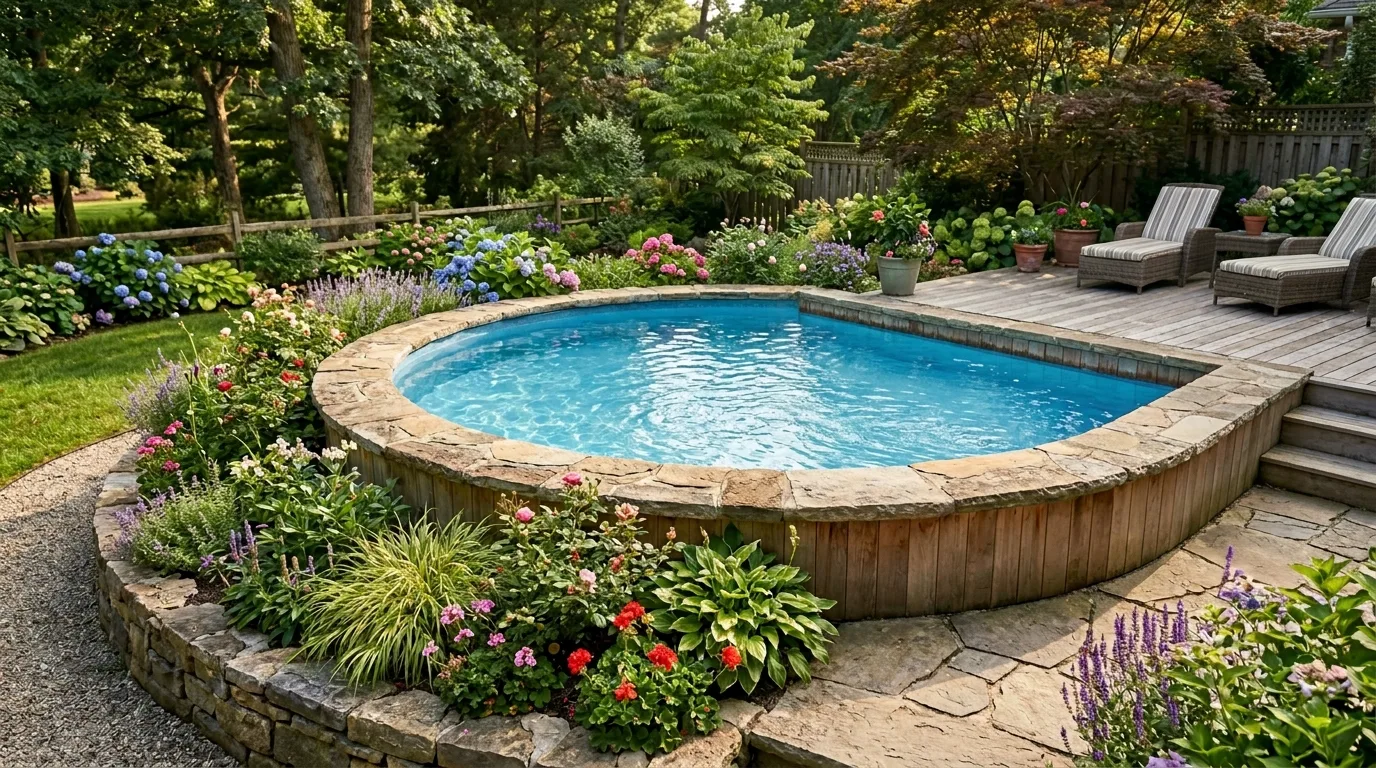 Semi-Circular Pool With Stone Coping